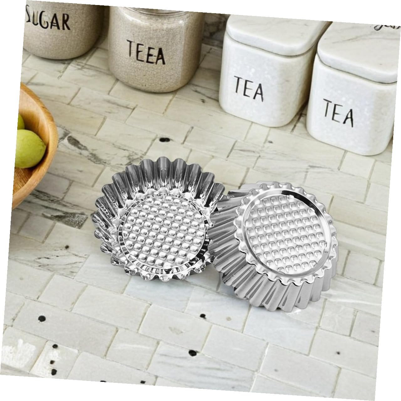 Uonlytech 30 Piezas Moldes Para Hornear De Acero Inoxidable Moldes Para Tartaletas De Huevo Redondos Con Bordes Decorativos Para Repostería Profesional