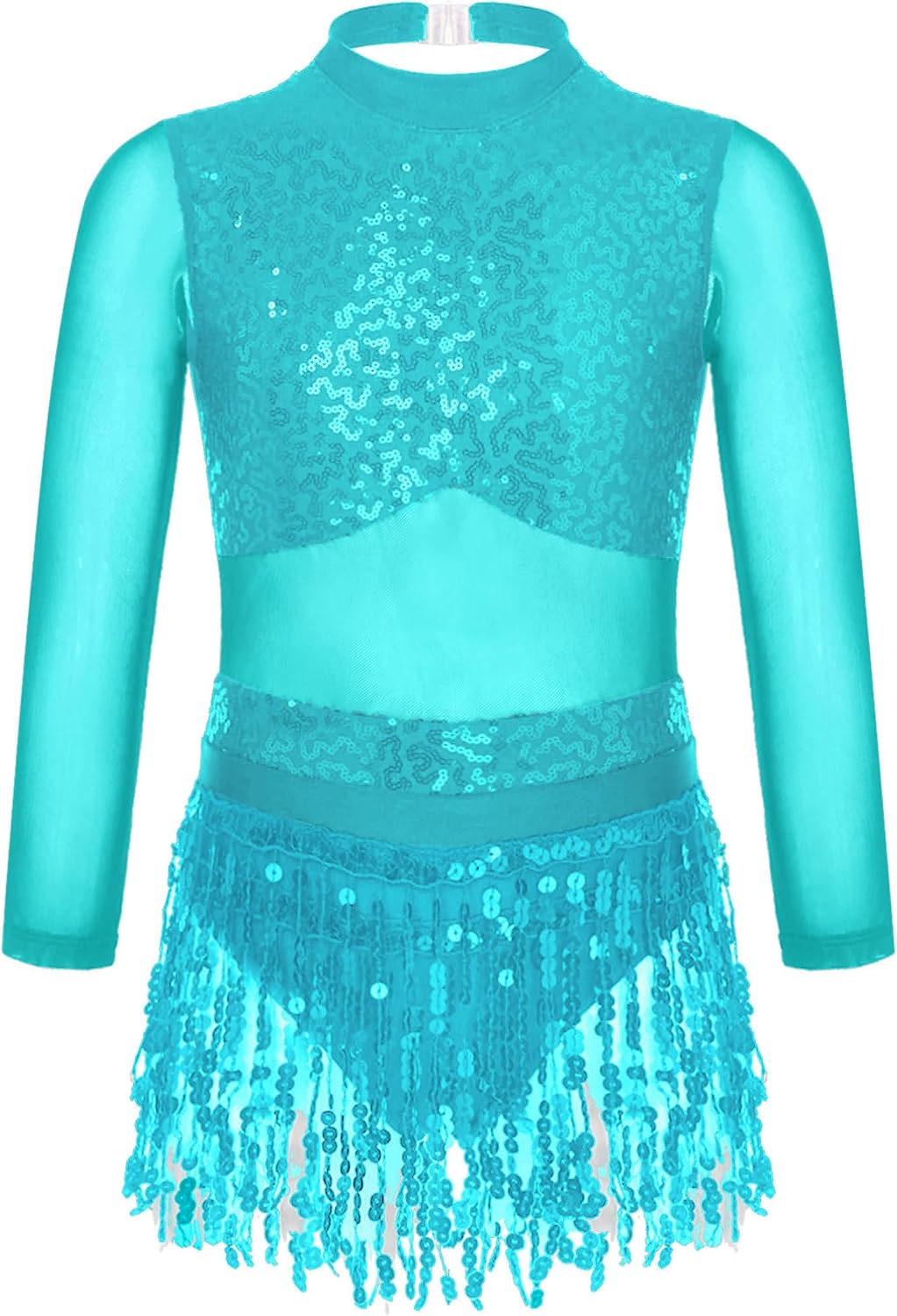 YiZYiF Justaucorps Danse Fille Manche Longue Paillettes – Gymnastique, Ballet, Jazz, Patinage 5-16 Ans