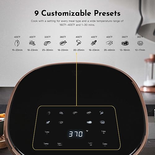 Miniatura 4 de Freidora de aire de 3.6 cuartos de galón con pantalla digital y 9 ajustes preestablecidos, incluye bandeja para hornear para freír y recalentar,