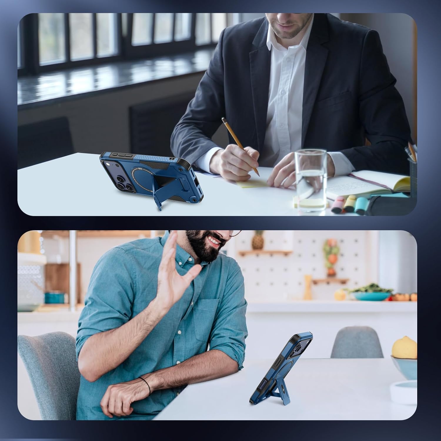 3 in 1 for iPhone 17 Pro Case [Compatible with MagSafe] [Invisible Kickstand] [HD Screen Protector] [Camera Lens Protector], Protective Magnetic Phone Cover for iPhone 17 Pro (Blue) - Image 7