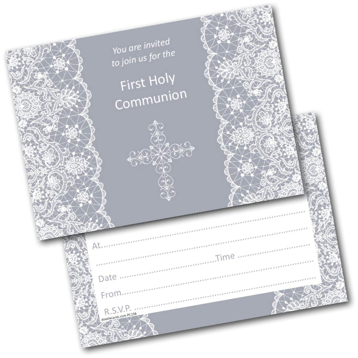 doodlecards First Communion Invitations 1st Communion Boys Invites and Envelopes Pack of 20 with Envelopes. Printed in UK, Premium Quality & 100% Recyclable.