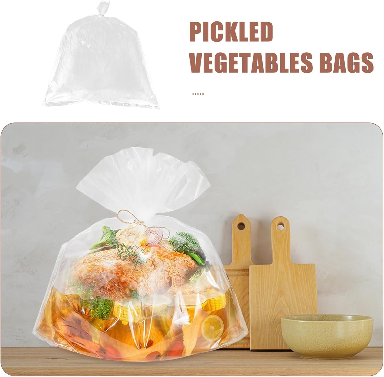 Garneck 50pcs Brine Bags for Turkey Reusable Large Capacity Food-grade Plastic for Pickling Saucing