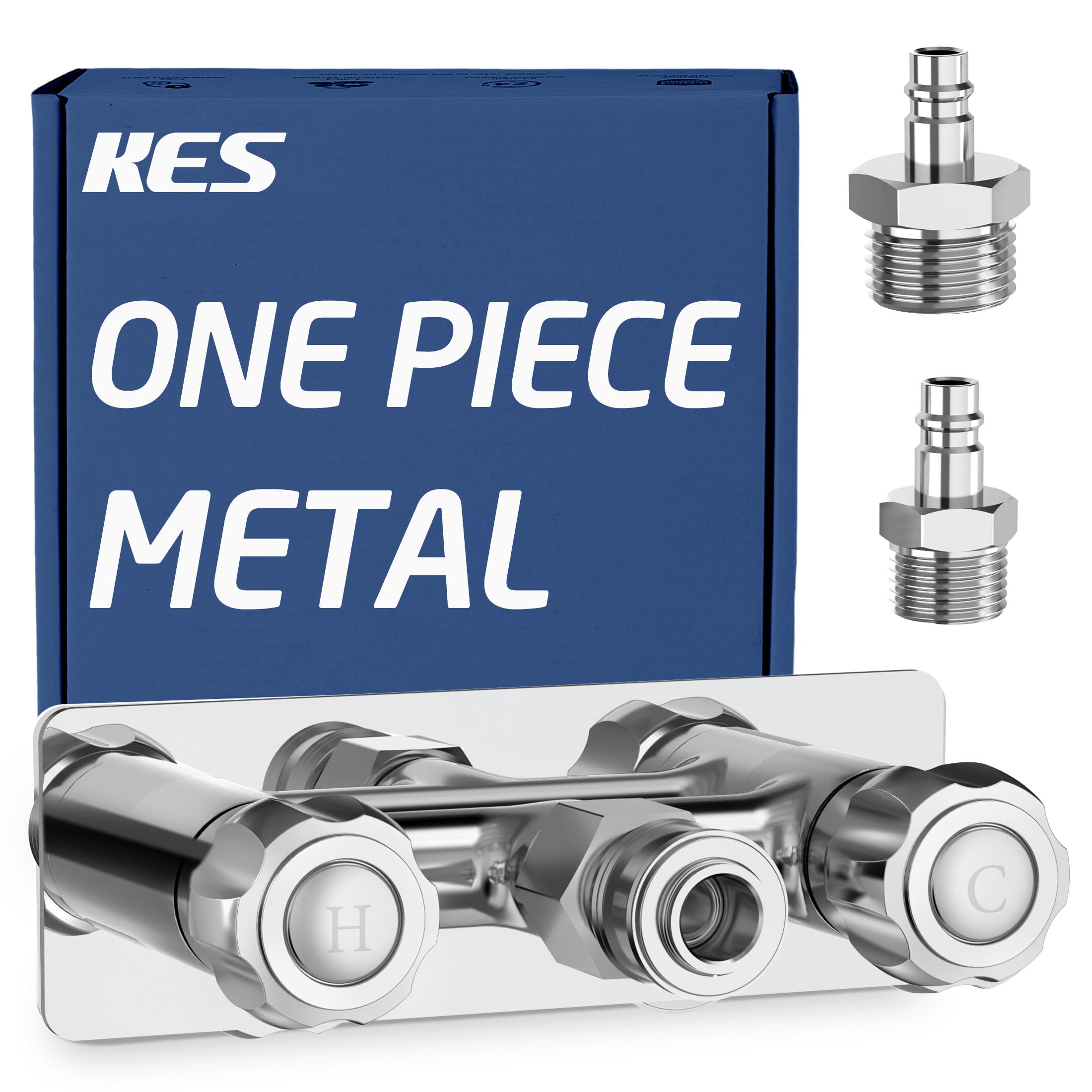 KES Całkowicie metalowa zewnętrzna bateria prysznicowa do kampera z szybkozłączami 18/8, 10 cm, nieprzeciekająca bateria prysznicowa do kampera, na zewnątrz, chrom, LG6106-CH
