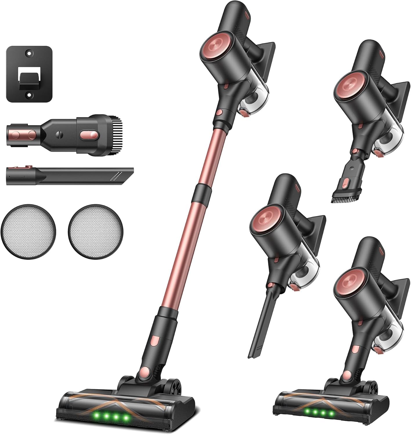 Vexilar V10Pro Akku Staubsauger, 45kPa Kabelloser Staubsauger mit Grüner LED, Leichter Handstaubsauger Kabellos, 45 Min Laufzeit, Abnehmbarer Akku, Vacuum Cleaner für Auto, Teppich & Tierhaare