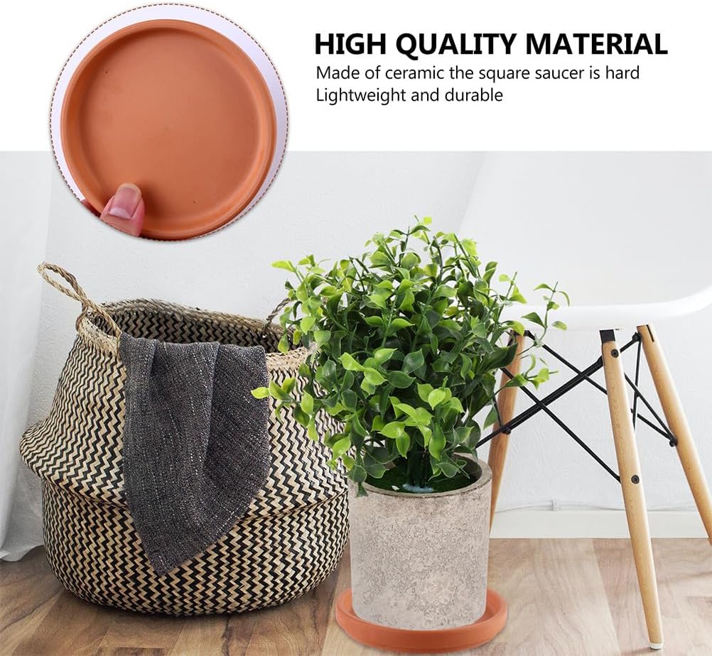 5 Pcs Pottery Plant Saucers, 6. 2 Inch Clay Pot Trays for Indoor and Outdoor Plants, Chocolate Terracotta Flower Pot Holder, Waterproof Planter Plates for Home and Office