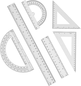 Plastic Clear Ruler Math Set 4 12 Inch 6 Inch Transparent Straight Ruler 30 60.