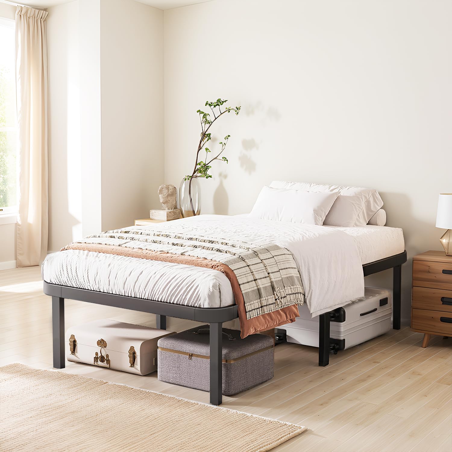 Luxirest - Sommier 90x190 | Sommier à Lattes avec 6 Pieds | 14 Lattes | Résistant et Confortable | Montage Rapide et Facile