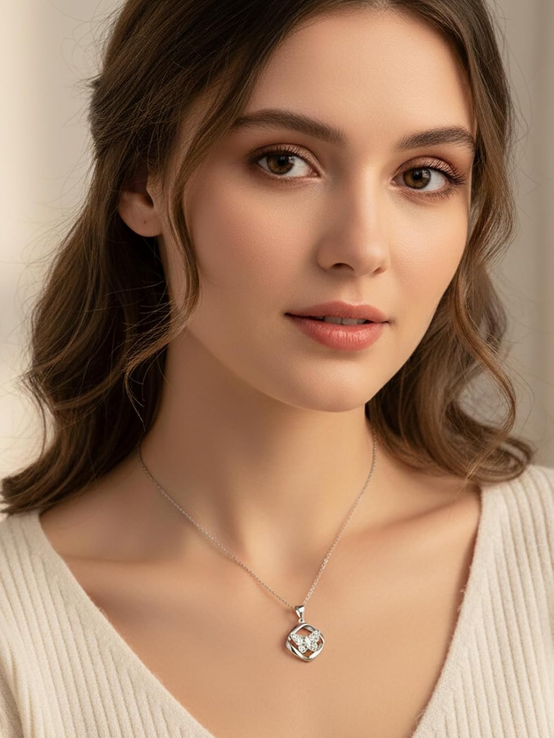 CYW Color-D VVS1 Clarity Moissanite Butterfly Pendant Necklace for Women, Really Authentic Solid 925 Sterling Silver, 16"/18"/20" Adjustable Chain, Anniversary Mother's Day Christmas Valentines Gift - Image 3