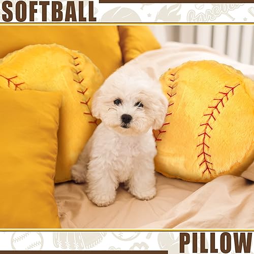 Miniatura 4 de Gerrii 4 almohadas de baloncesto y softbol, fútbol, voleibol, tenis, almohada deportiva de felpa esponjosa, cojín de temática deportiva, regalo para