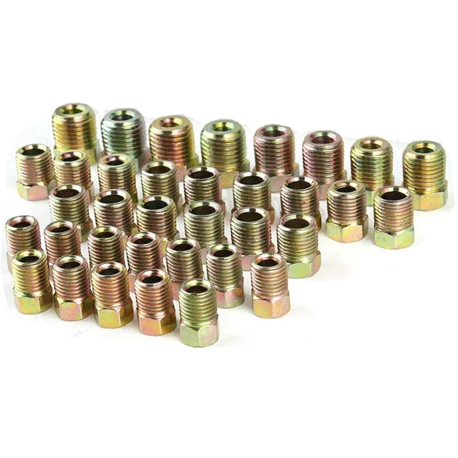Maryear One Color Brake Line Fittings 35Pcs Auto Brake Line Fitting Nuts Kit For Inverted Flares On 3/16" (19Pcs)+1/4" (16Pcs) Tube Hose Pipe Connector