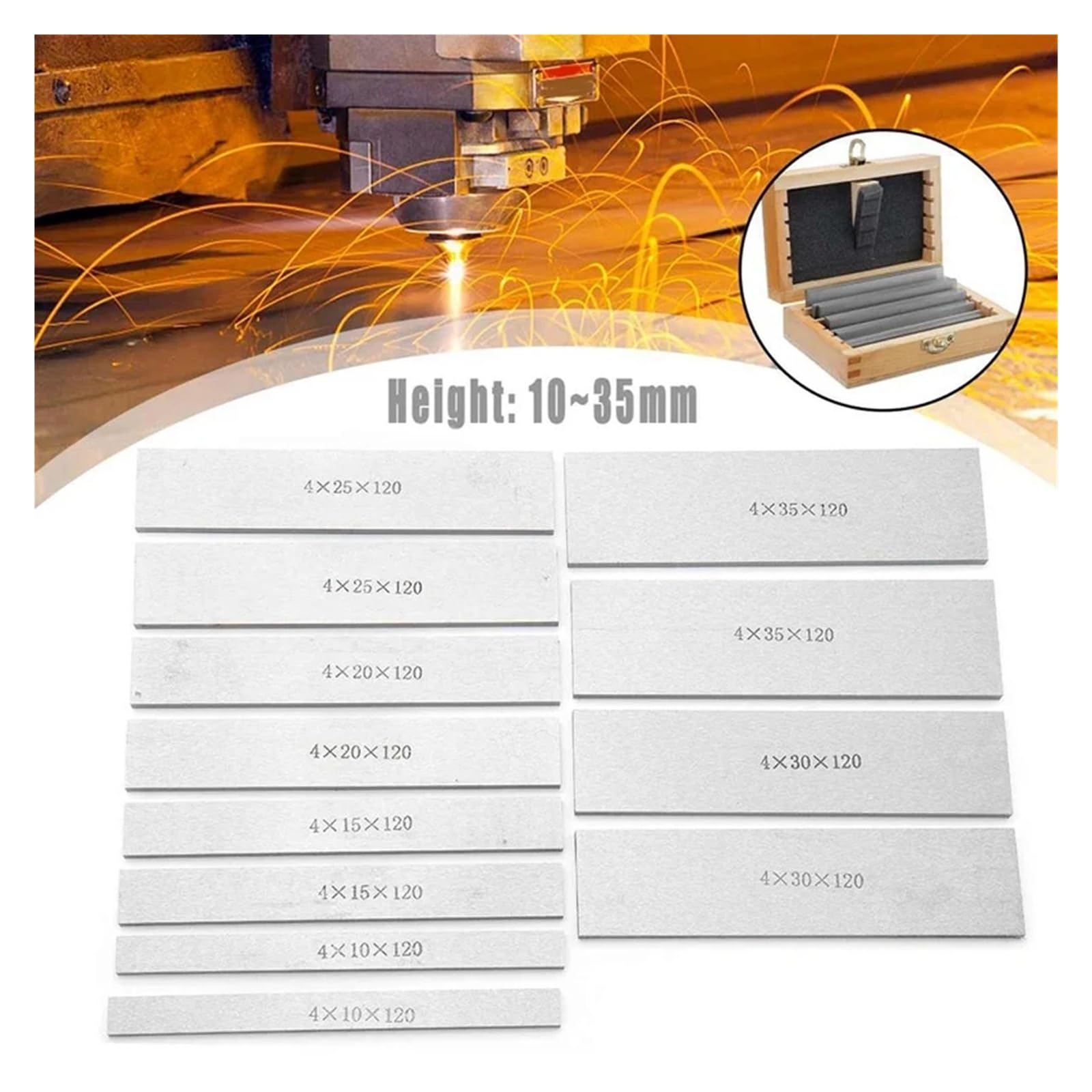 12 szt. Zestaw równoległych podkładek CNC ze stali stopowej Długość 120 mm X (10-35 mm) Blok wzorcowy do frezarki Precyzyjny pomiar