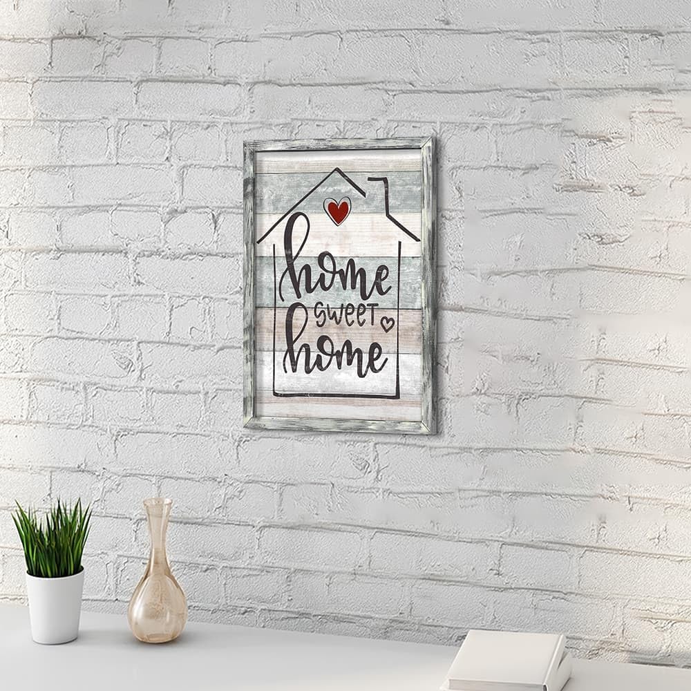Positive Quotes Wall Art Framed: Home Sweet Home Saying Wooden Picture Print Motivational Sign Painting Decor Inspirational Artwork for Living Room Bedroom image 3