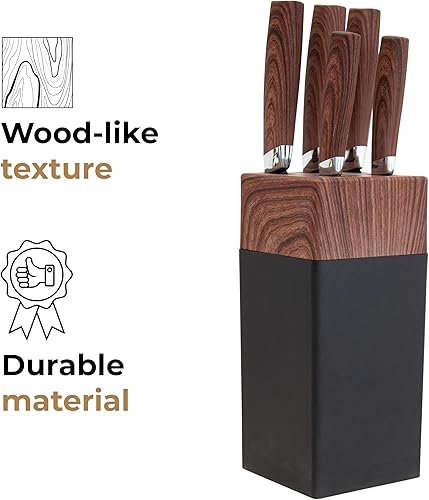 Miniatura 5 de Juego de 5 cuchillos con bloque de almacenamiento para cocina, cuchillas de acero inoxidable al carbono, cuchillos negros, asas ergonómicas de