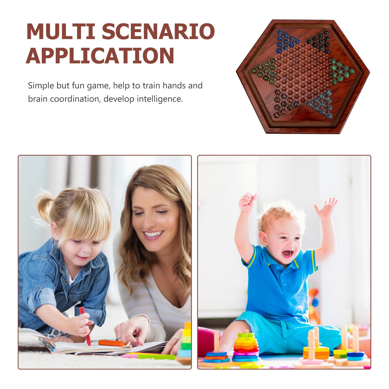 minkissy Gioco da Tavolo Dama Cinese in Legno Naturale Esagonale per Bambini Stimola il Pensiero Strategico e Problem Solving per Uso Domestico