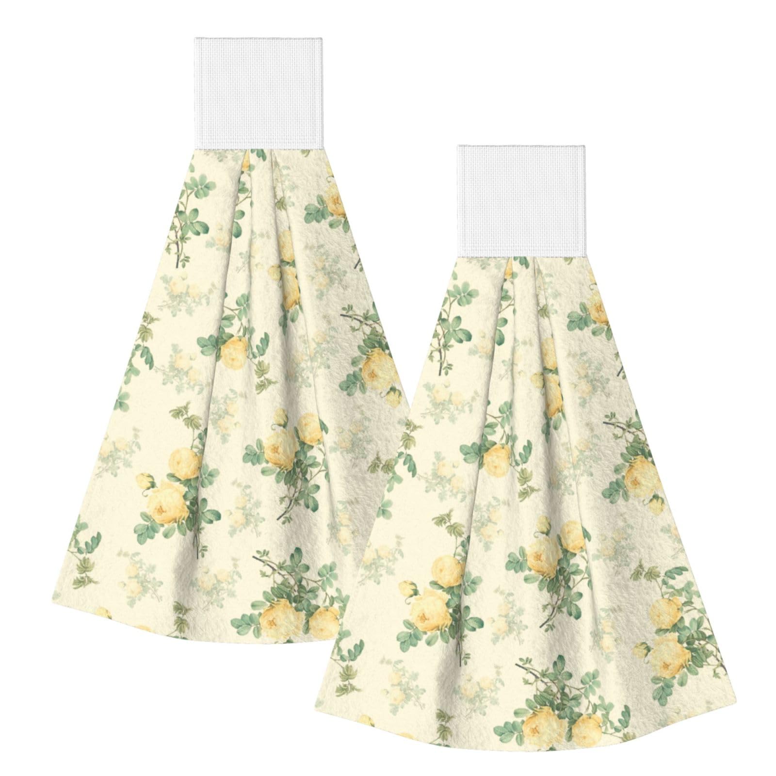 DOPKLNA Shabby Chic Decor Floral, 2 Pcs Hanging Coral Fiber Hand Towels for Bathroom, Absorbent Kitchen Towels