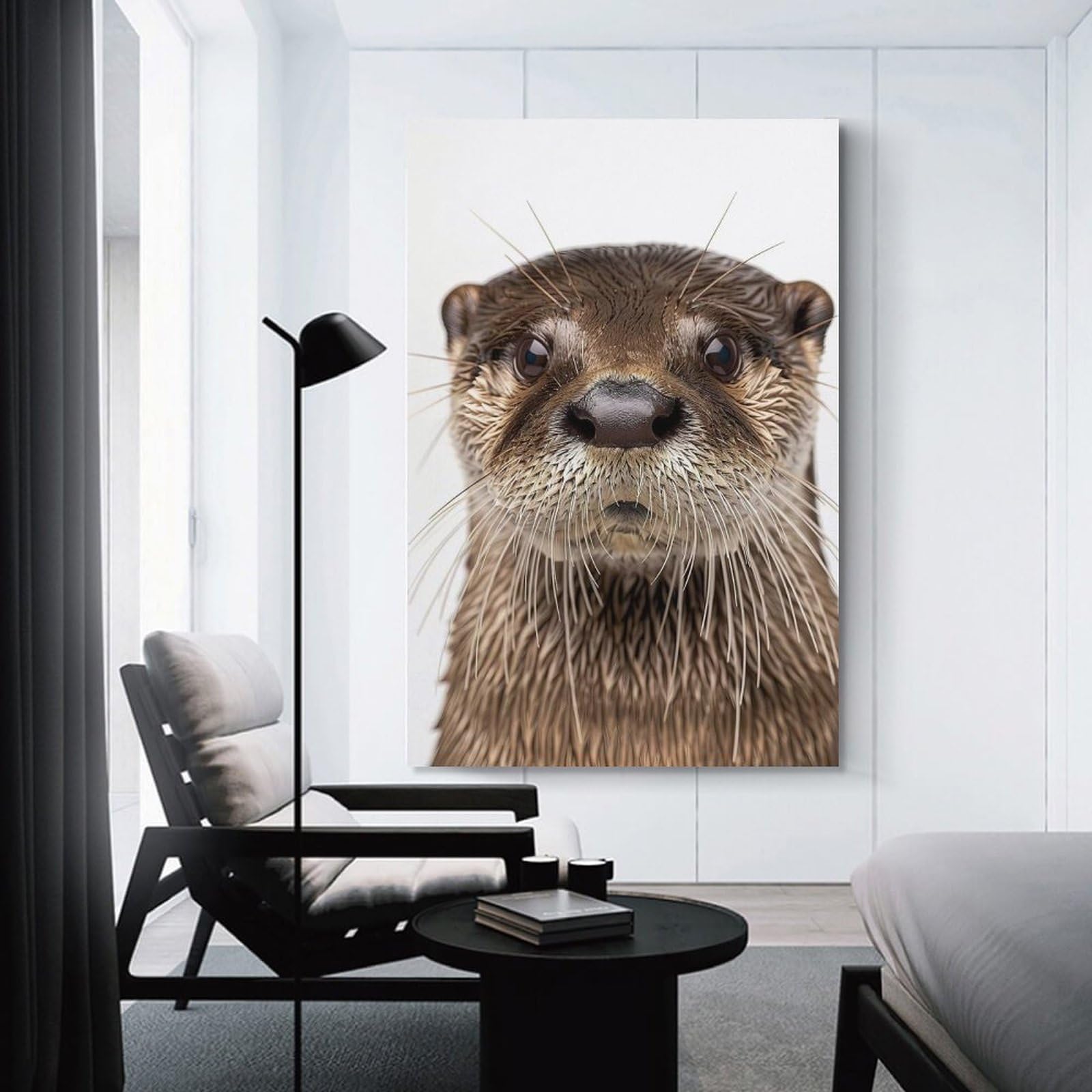 Junmoney Otter Face Room Decor Wall Art, 24x36inch(60x90cm), for Office, Study Or Home Workspace, A Smart Decor Choice for Study Walls