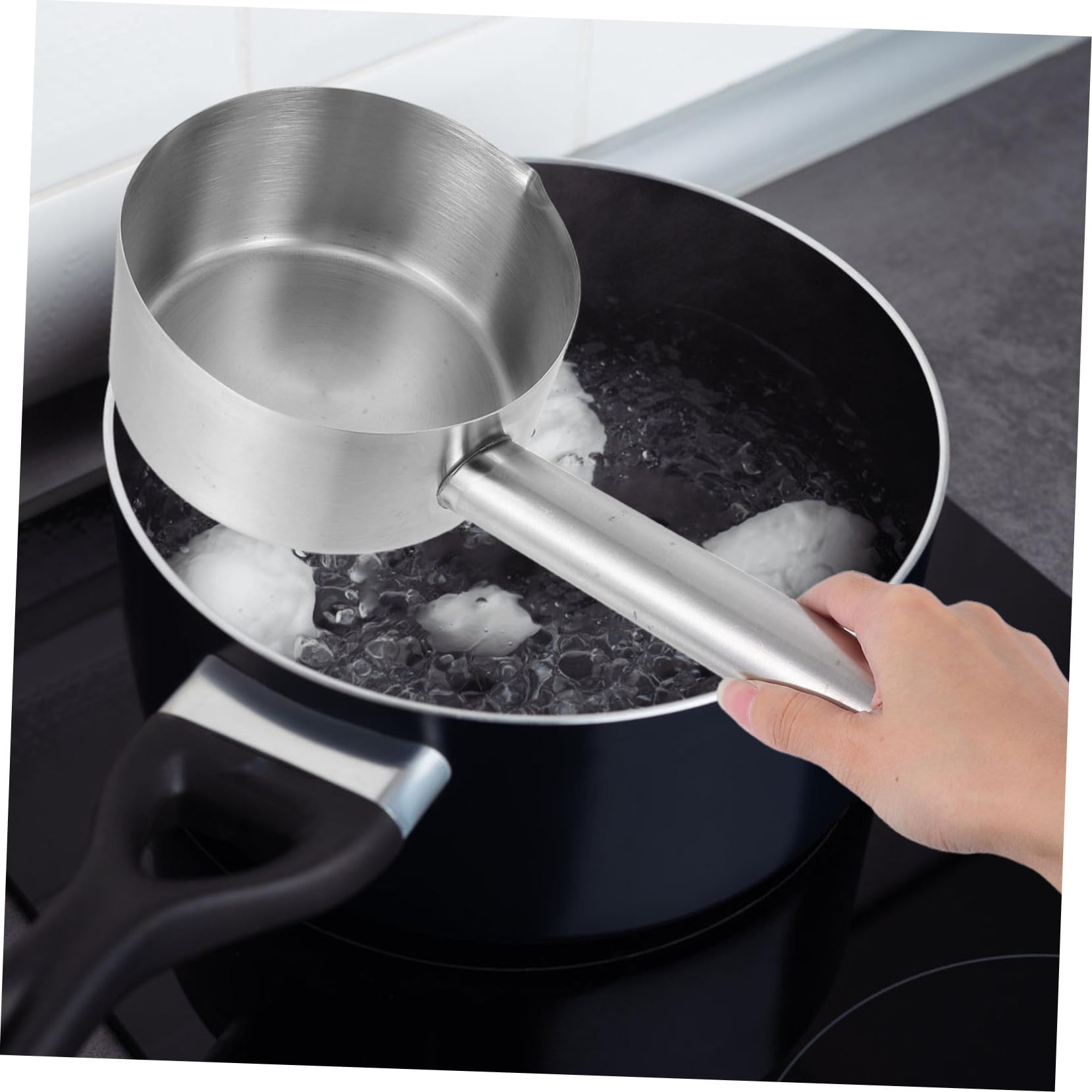 Große Schöpfkelle aus Edelstahl, Robust, Rostfrei, Silber für Küche