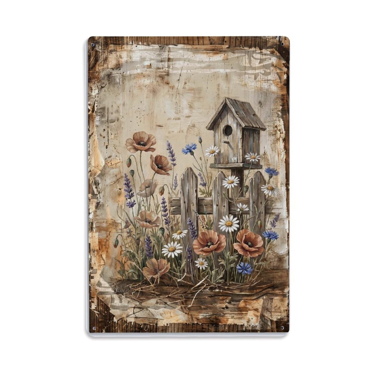 Wildflower Meadow Garden Countryside Natural Bloom Metal Tin Sign Plaque Wall Decor for Cafe, Club Bar, Office, Home Garden Metal Poster 8x12Inch