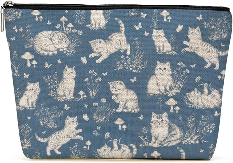 Necessaire de maquiagem EEooooX com estampa de gatos Cats 993 e zíper