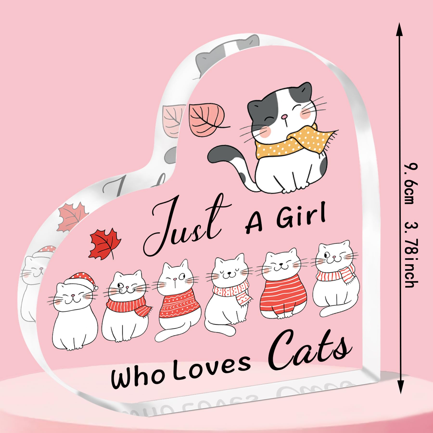 QMVMV Funny Cat Gifts Acrylic Plaque Animal Lover Gift Just A Girl Who Loves Cats Cat Lover Gift for Women Who Loves Cats Acrylic Plaque - Image 2