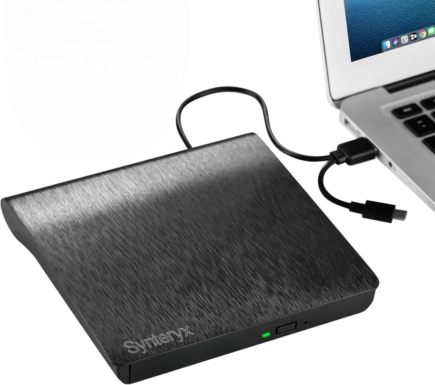 External CD DVD Drive USB 3.0 and Type-C, Portable Slim CD/DVD +/-RW Burner Reader Writer Player for Laptop Desktop PC MacBook Mac Windows Linux OS Apple Brushed Black - Amazon product rated Grade B