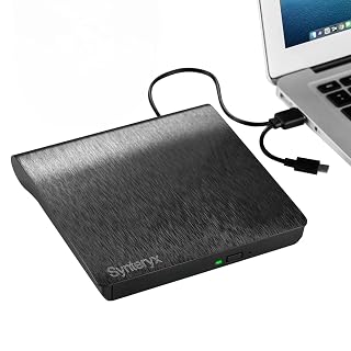 External CD DVD Drive USB 3.0 and Type-C, Portable Slim CD/DVD +/-RW Burner Reader Writer Player for Laptop Desktop PC MacBook Mac Windows Linux OS Apple Brushed Black - Amazon product rated Grade A