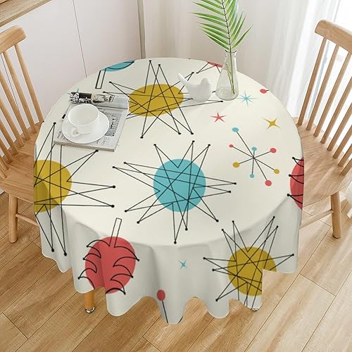 Miniatura 47 de Mantel retro moderno de mediados de siglo, diseño de colores retro de los años 50, resistente al agua, mantel lavable para cocina, comedor, fiesta