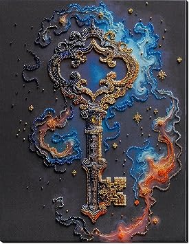 Wizardi Bead Embroidery Kit - The Key to Happiness. Colorful Beads, Beading Needles. DIY Kit. Embroidery for Beginners. Home Decor. AB-933 Abris Art