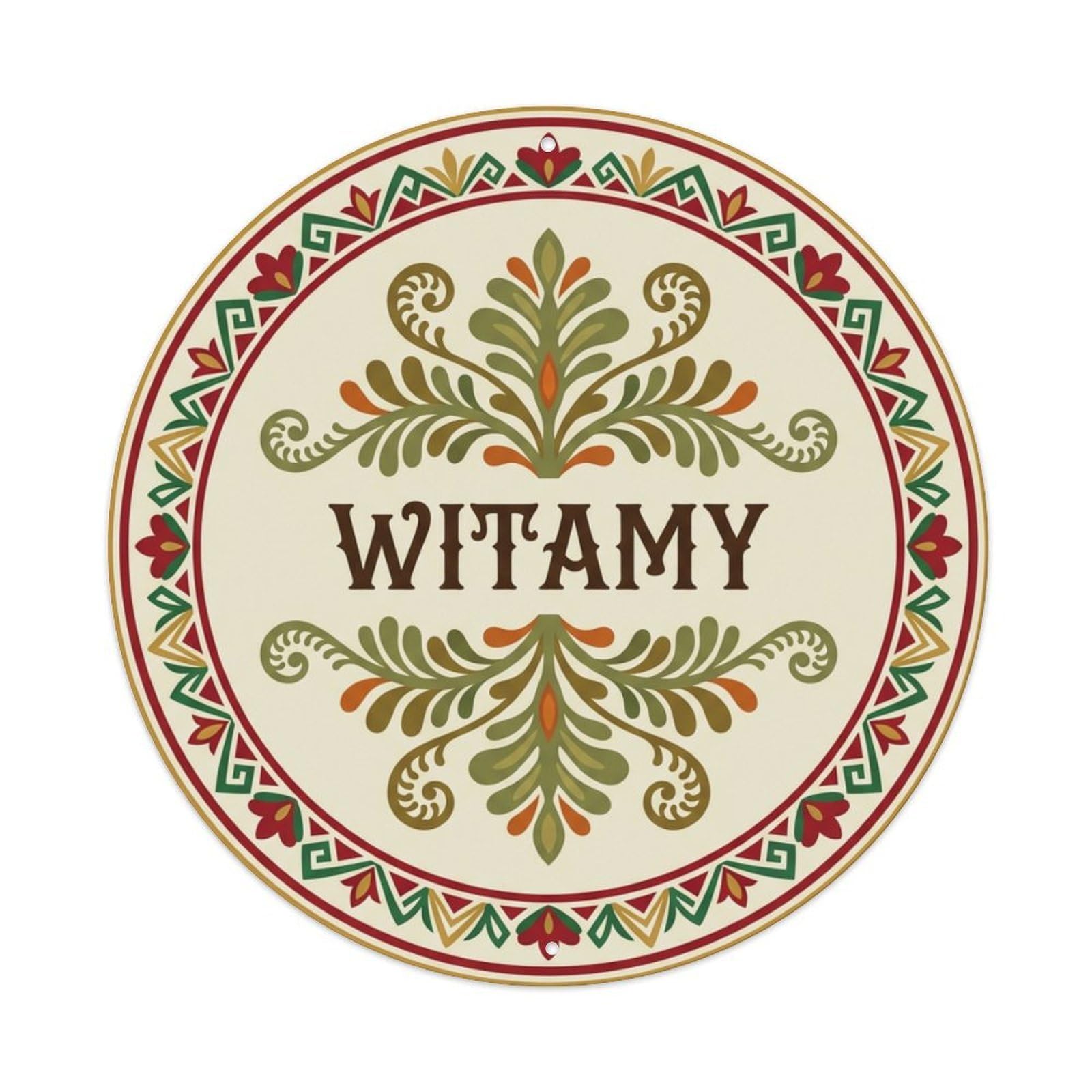Fyrn Style Metal Tin Sign Vintage Polish Folk Art Witamy Welcome Resurrection Fern