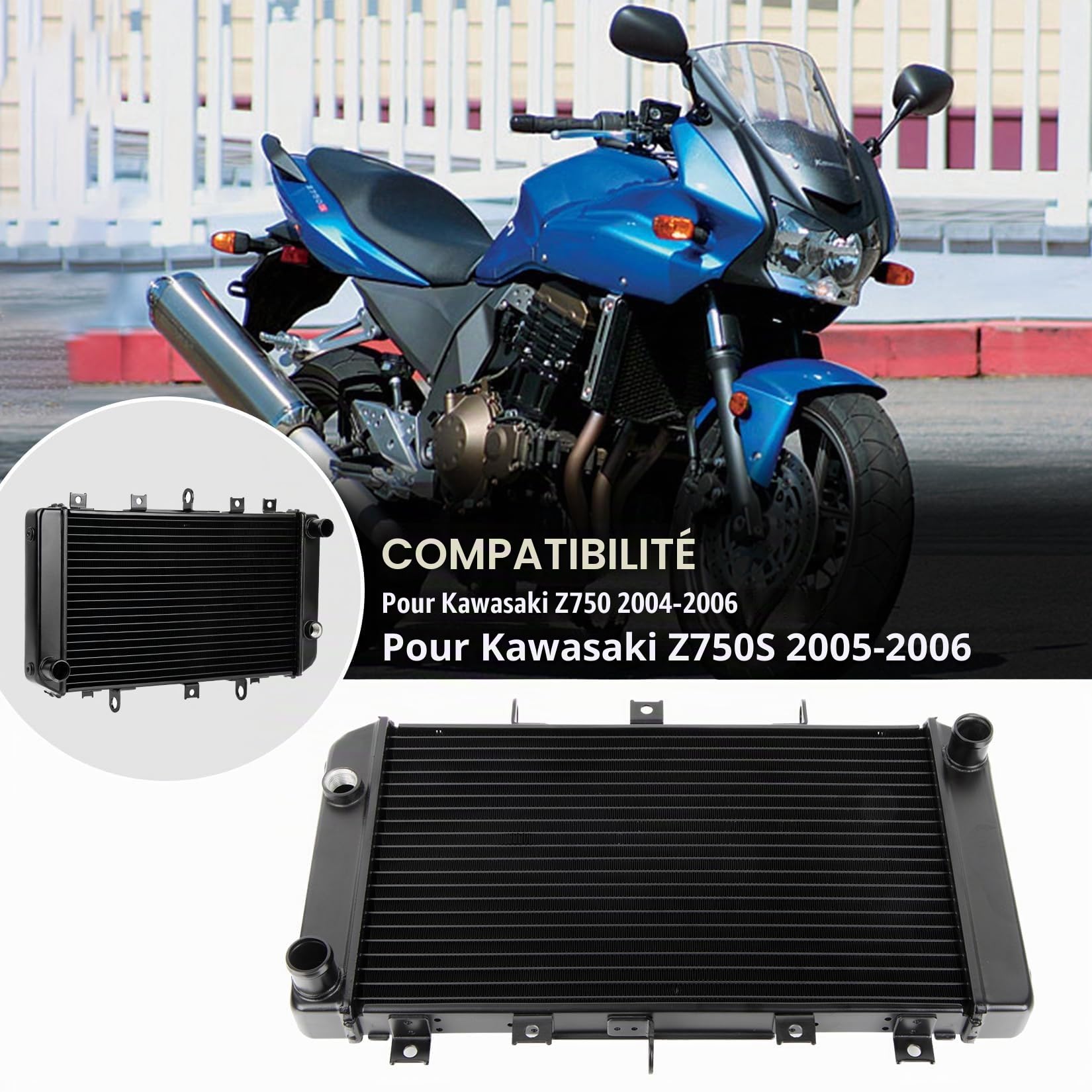 PSLER Radiateur de Refroidissement d'Huile pour Z750 2004-2006 | Radiateur moteur également compatible avec les modèles Z750S (2005-2006). Accessoires de motocyclette.