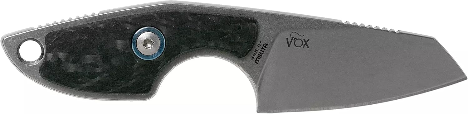 MKM Maniago Knife Makers MIKRO 2 Sheepsfoot Fixed Blade Neck Knife and EDC Tool - M390 Super Steel, Full Tang, Designed by Jesper Voxnaes, Made in Italy (Carbon Fiber)