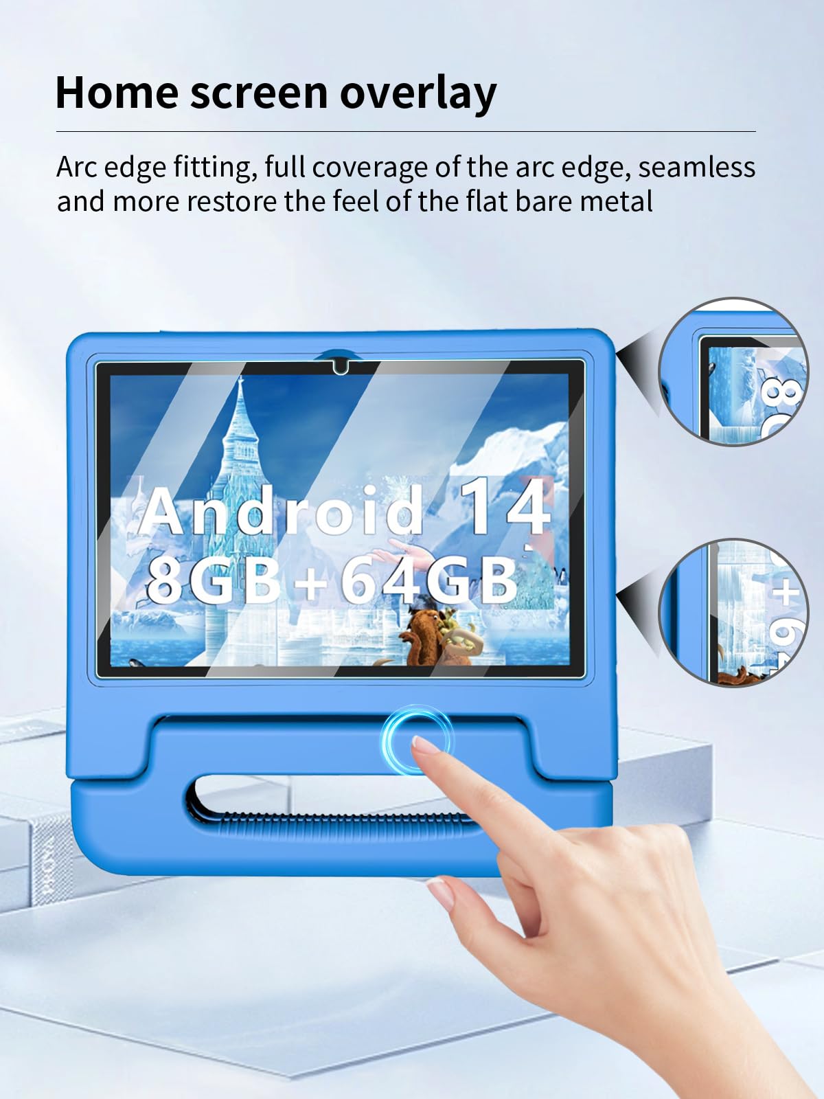 Protector de pantalla para tablet ITDULCET J10 Plus para niños, tableta Android 14 de 10 pulgadas para niños, dureza 9H antiarañazos, sensible al tacto, bordes redondeados 2.5D, sin burbujas, fácil de 4