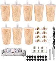 Vista 10 de Juego de 4 patas redondas de madera maciza de 2 pulgadas para muebles, sofá cama, silla de café, escritorio, patas rectas con pernos preperforados