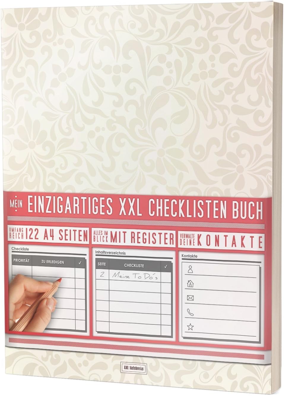 Mein Einzigartiges XXL Checklistenbuch: 122 A4-Seiten, Softcover, Register uvm. / Für To Do's und Listen / PR501 „Royal Pattern“