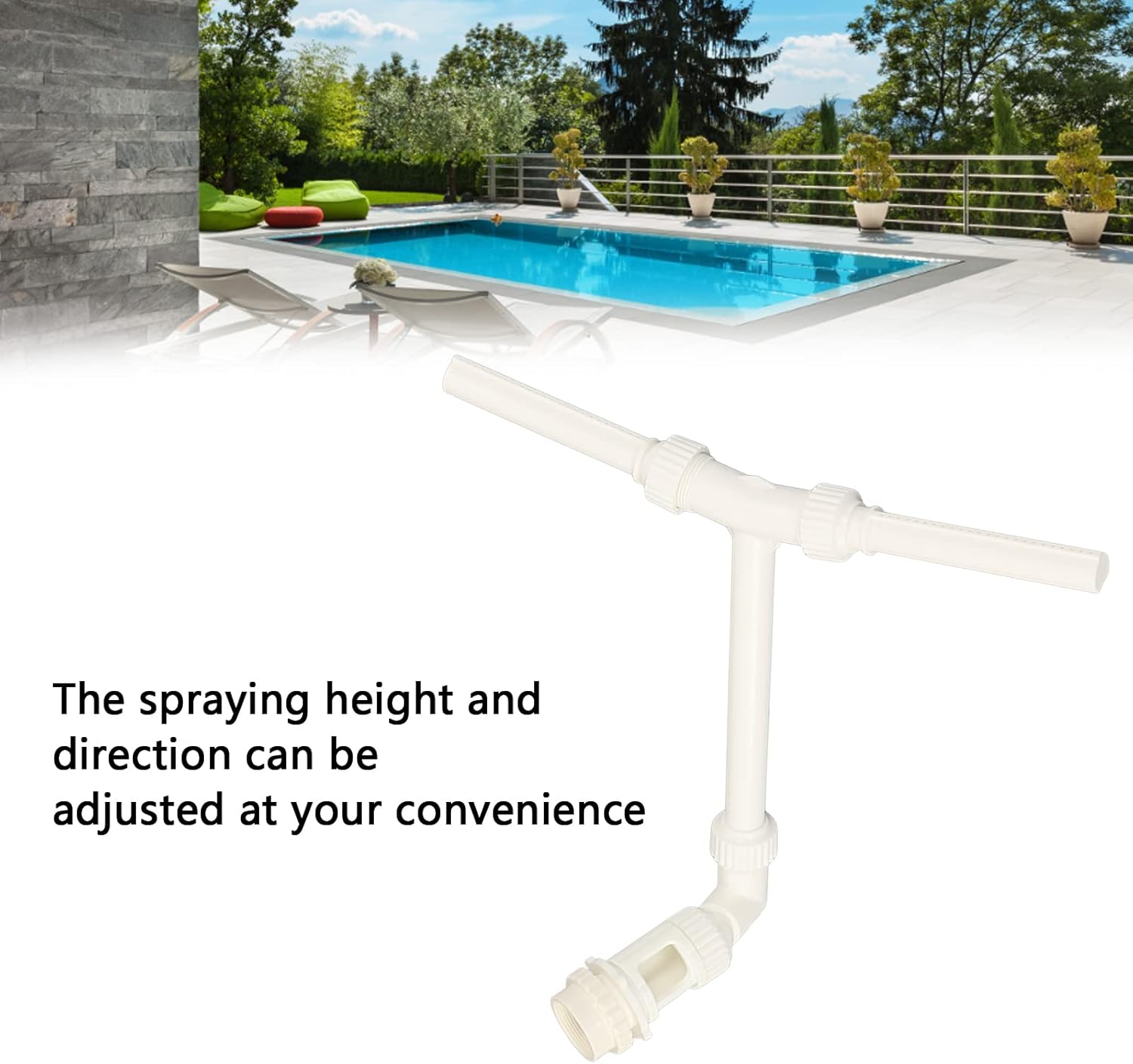 Swimming Pool Jet Fountain, Adjustable Flow Pool Spray Fountain 2 Head Pool Aerator Waterfall Cooling Fountain for above Ground Inground Pool Cool Warm Water Temperature