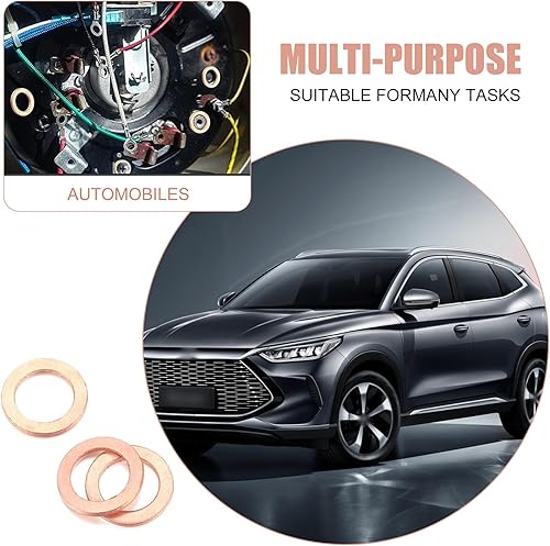 Miniatura 6 de leechio Juego de 200 arandelas de cobre, resistentes a altas temperaturas, M5, M6, M8, M10, M12, M14, arandelas de sellado de cobre a prueba de