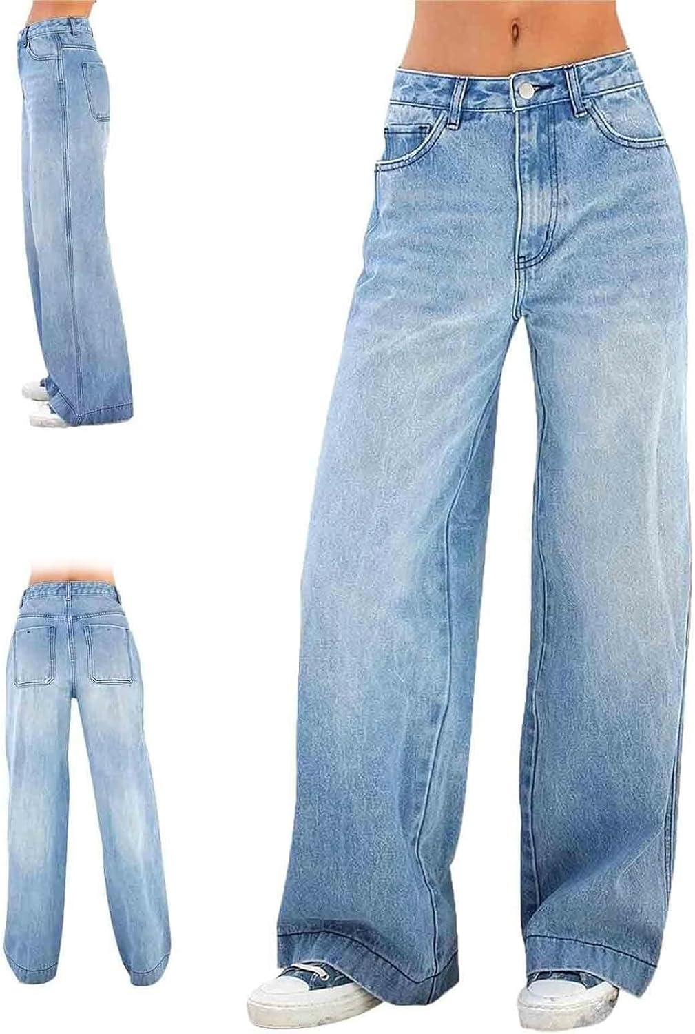 Seraphae Women’s Sweatpant Jeans: High-Waisted Baggy Denim with Pockets for Ultimate Comfort