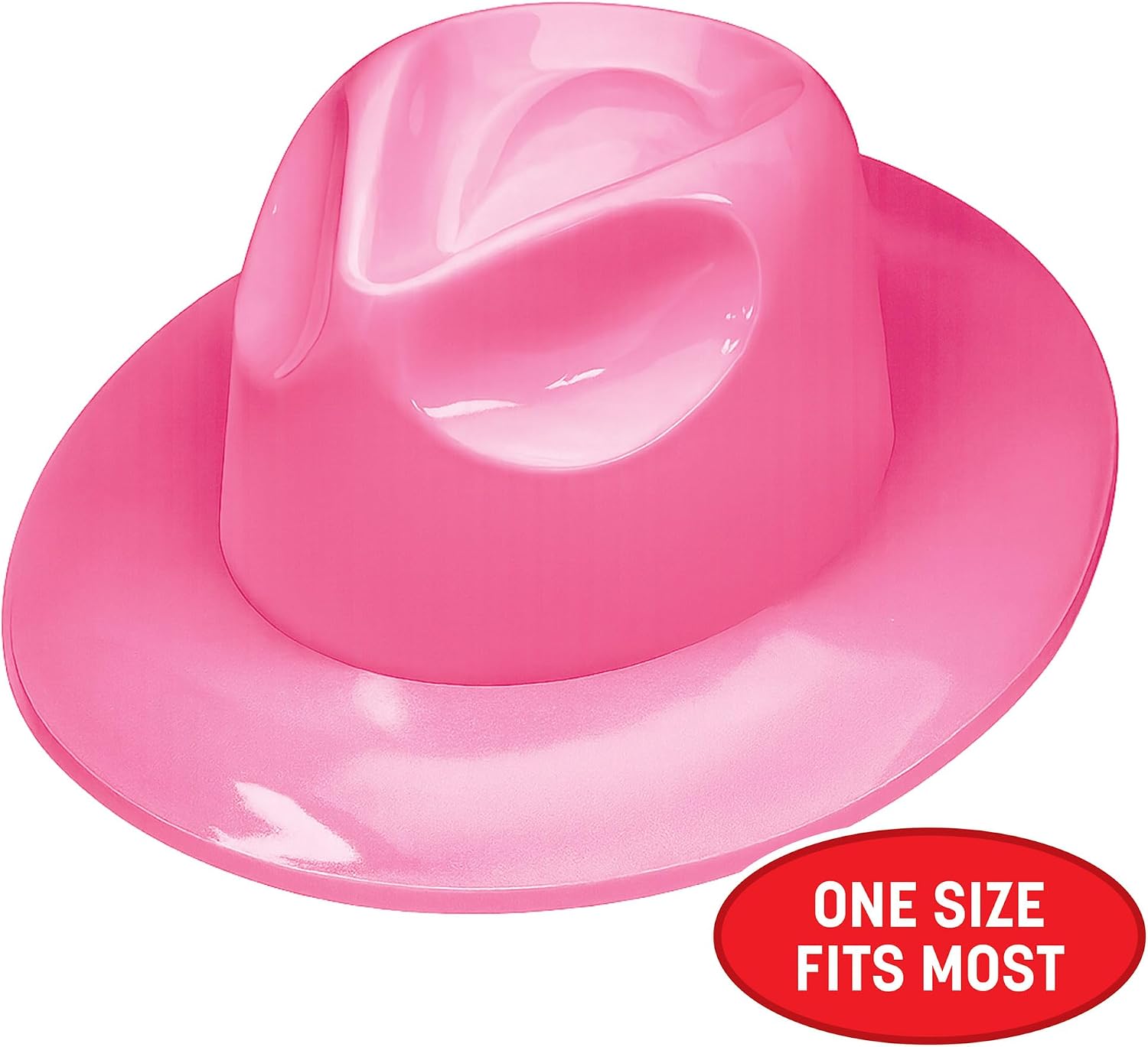 Beistle Pink Plastic Fedora Hats – 5 Pack, Classic Customizable Costume Accessories, Versatile Western Spirit Wear Headwear for New Year’s Eve Events, Vintage Themes & Coordinated Group Celebrations