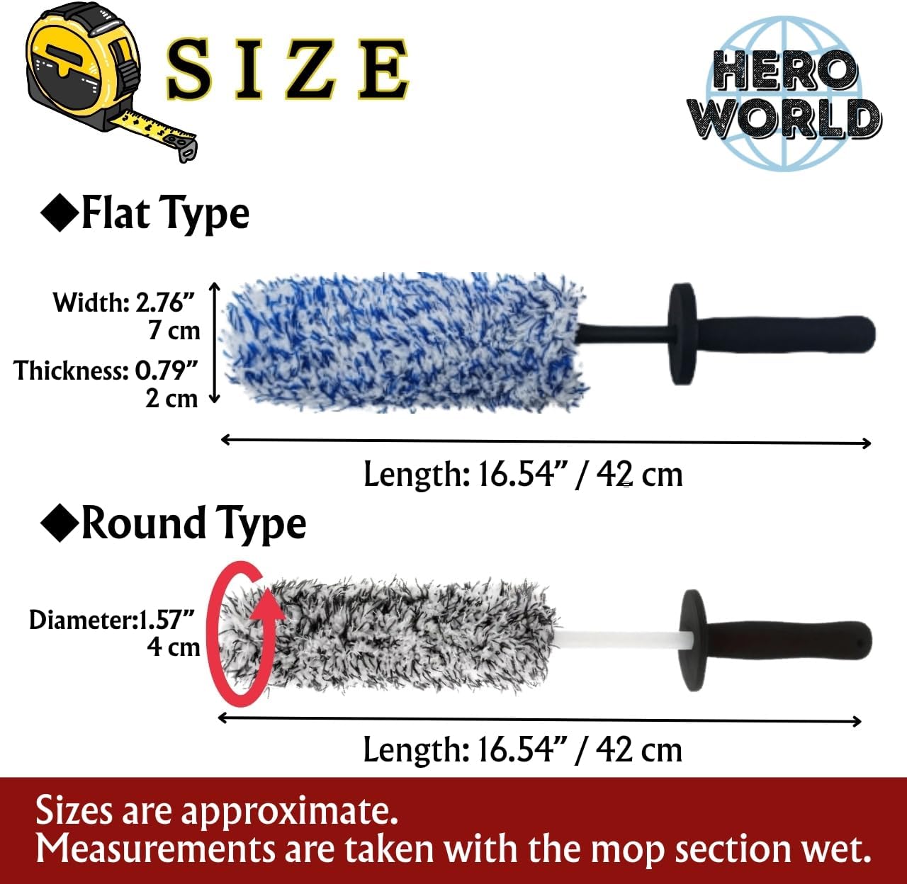 Soft Wheel Cleaning Brush, Metal-Free Wheel Mop Safe for Car Rims (Round/Blue)