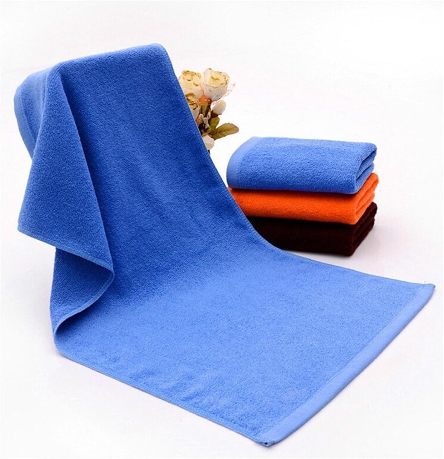 3 Pack 21s Heavyweight Cotton Towels, Quick-Dry Bath & Face Towels, Soft & Absorbent(White)