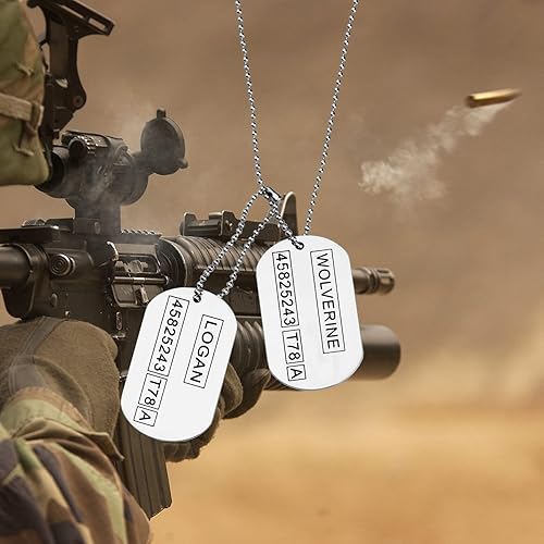 Miniatura 5 de Wolverine Logan 2 sided Dog Tags Stainless Steel Military Pendant Necklace