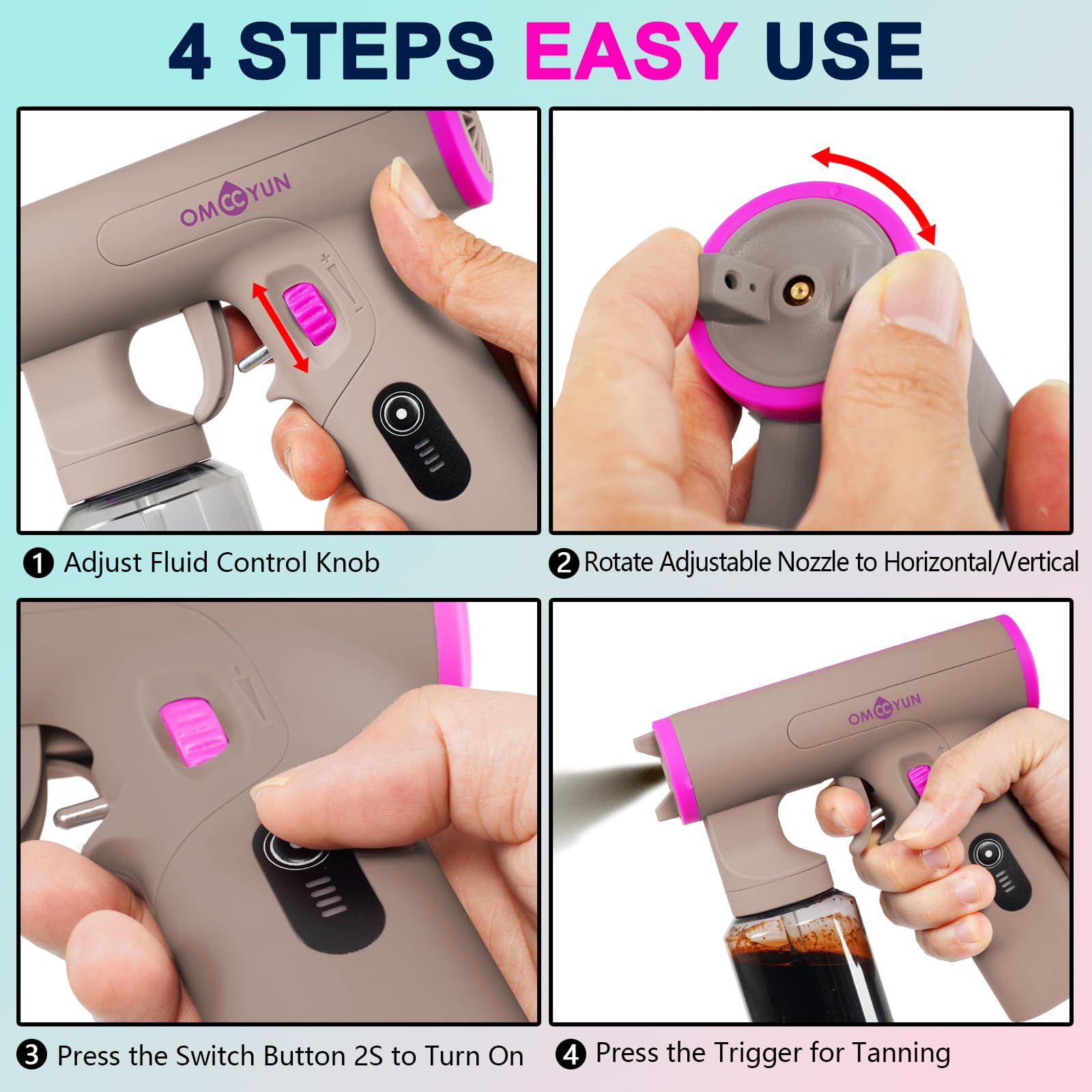 Kabellose Bräunungssprühmaschine, leistungsstarker bürstenloser Motor mit Flüssigkeitsregler, USB-Ladegerät, tragbares Handgerät, Reise-Spray, Bräunungs-Set für Zuhause, Salon, Heimwerken