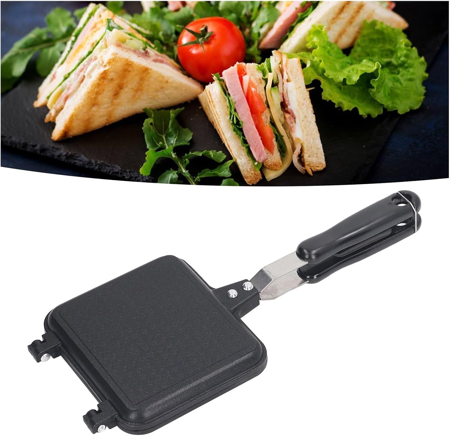 Double Sided Sandwich Maker, Aluminium Alloy Panini Press for Naan Bread, Pancakes, French Toast, Efficient Baking with Non-Stick Coating, Even Heat Distribution