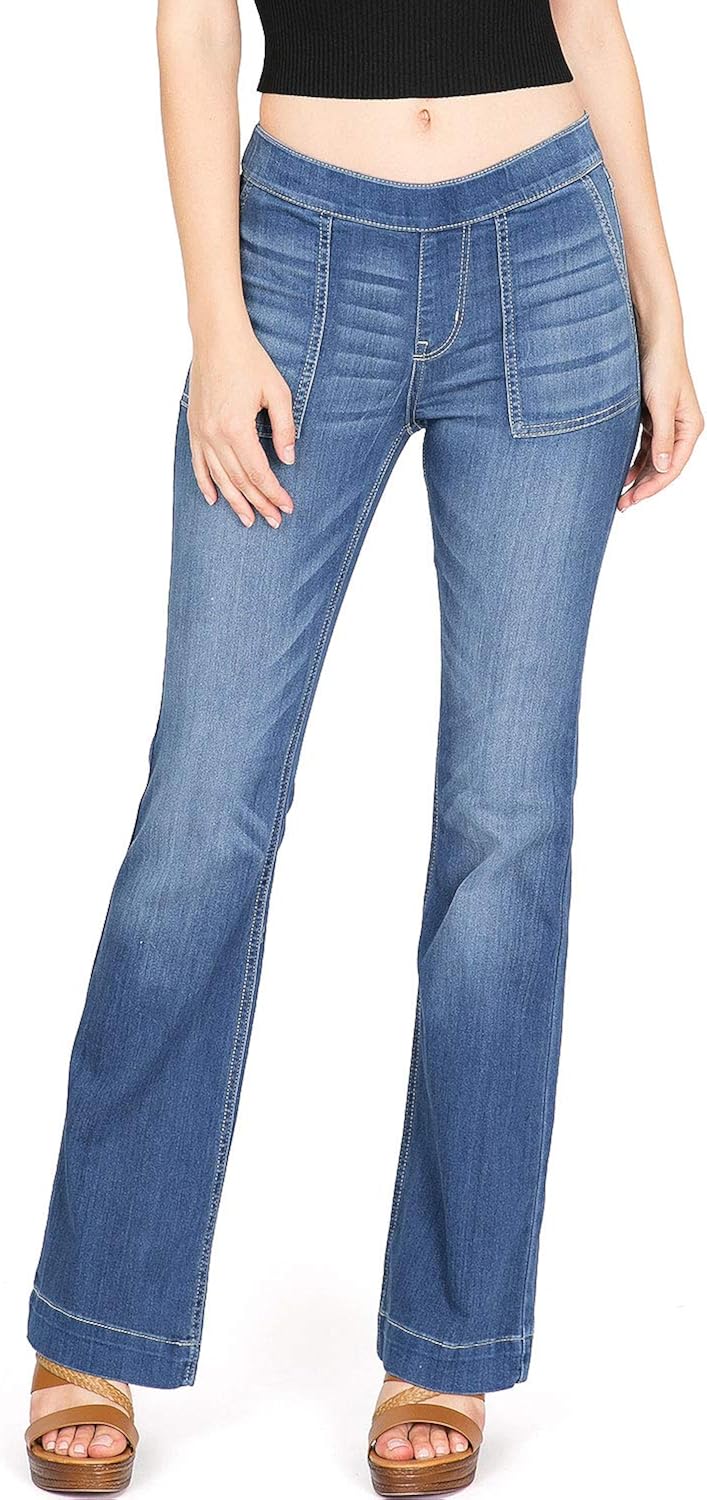 Cello Jeans Women's Juniors Classic Mid Rise Bootcut Pants at Amazon Women's Jeans store