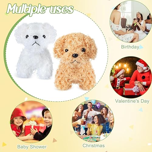 Miniatura 7 de Ecation Paquete de 24 recuerdos de fiesta para perros, incluye mini perros de peluche de 4.7 pulgadas con llavero, bolsas de regalo de organza y