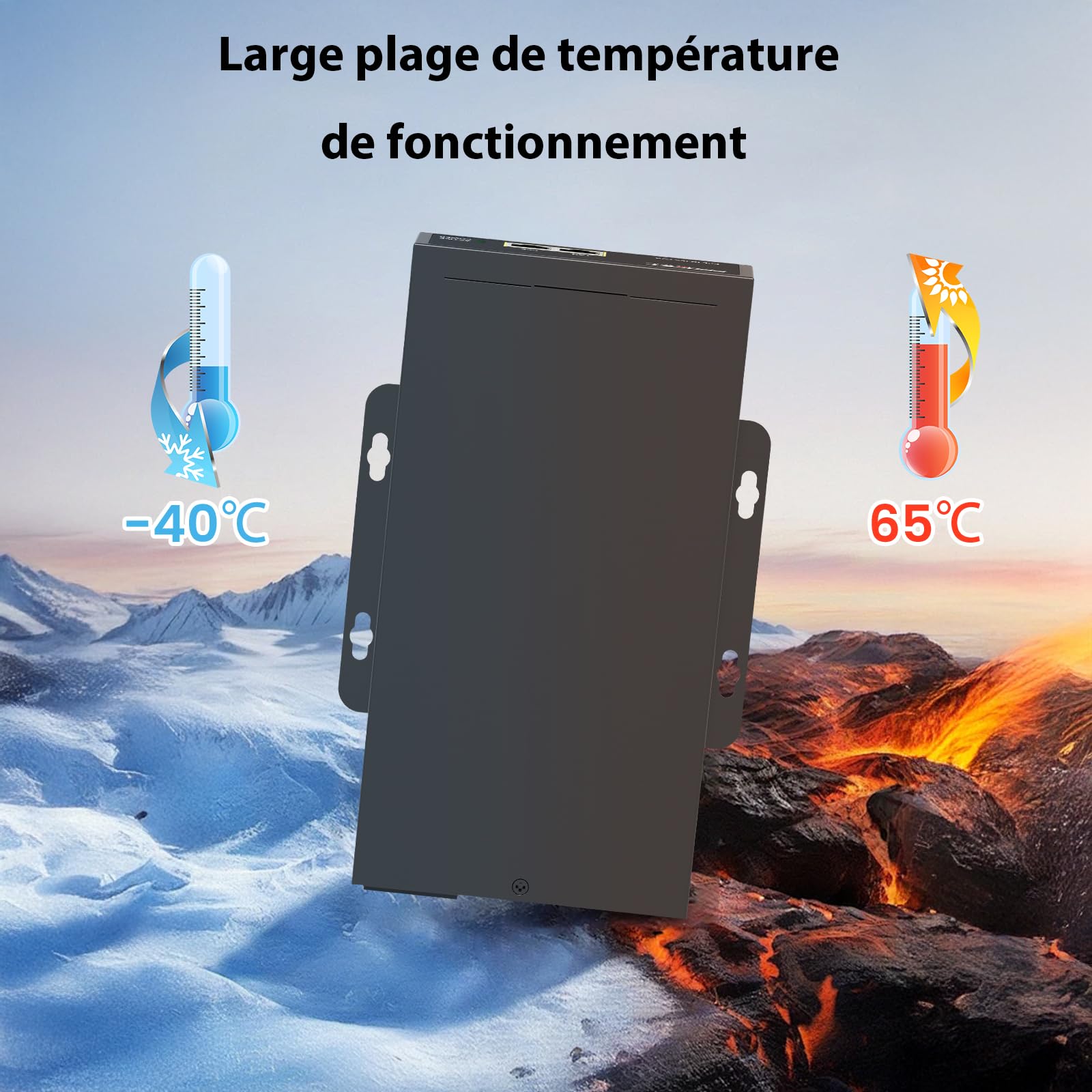 PROCET Injecteur PoE jusqu'à 75W Gigabit PoE++, Plage de températures étendue de -40°C à 65°C pour caméras PTZ/CCTV, Points d'accès UniFi/Cisco, Station de Base, usines Intelligente