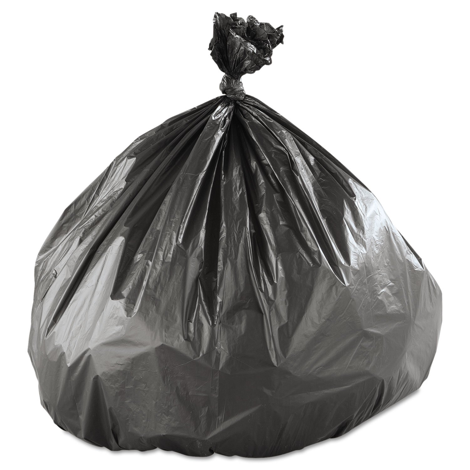 Inteplast Group High-Density Interleaved Commercial Can Liners, 45 gal, 22 microns, 40" x 48", Black, 25 Bags/Roll, 6 Rolls/Carton