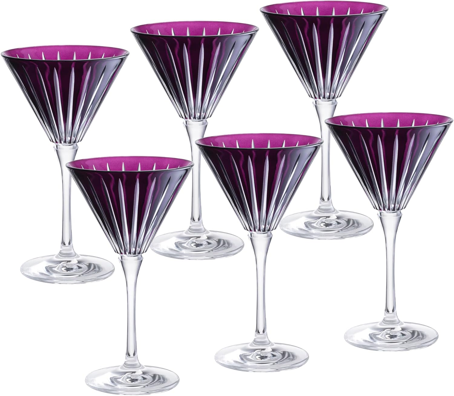 Barski Colored Martini Cocktail Glass - Amethyst Stemmed Martini Champagne Glasses - For Martini - Champagne - Cocktails - Margarita - Set of 6 - Gift Ready - Amethyst - 7 Oz. - Made in Europe