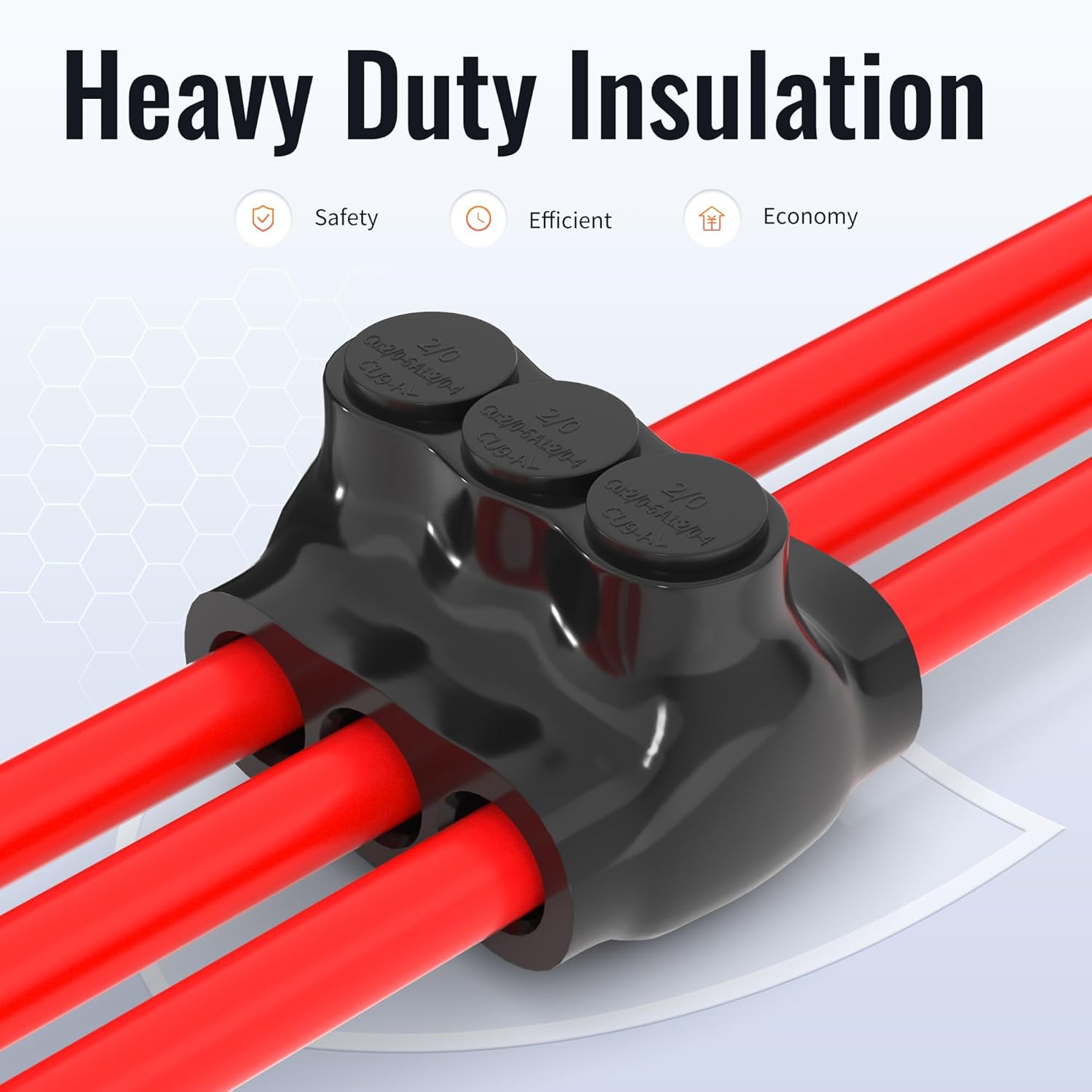 6PCS Dual Entry Aluminum Wire Connector 3 Port Insulated Multi Tap Connector 2/0-6 AWG Splice Electrical Power Connector 3/16" Allen Hex