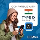 OREI UK to India Adapter Plug - 2 in 1 Type D US to India Converter Plug - Universal Input (UK, USA, Canada, EU & More) - CE & Rohs Certified gallery image